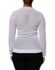 Dolce & Gabbana White Round Neck Long Sleeves Pullover Top
