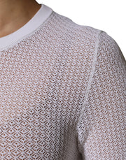 Dolce & Gabbana White Round Neck Long Sleeves Pullover Top