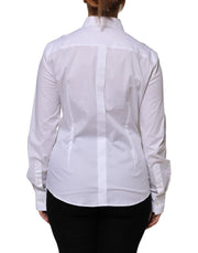 Dolce & Gabbana White Cotton Collared Long Sleeves Shirt Top