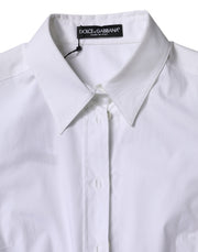 Dolce & Gabbana White Cotton Collared Long Sleeves Shirt Top