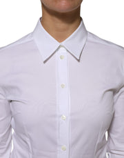 Dolce & Gabbana White Cotton Collared Long Sleeves Shirt Top
