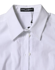 Dolce & Gabbana White Cotton Collared Long Sleeves Shirt Top