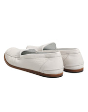 Dolce & Gabbana White Leather Loafers Moccasins Slip On Shoes