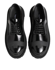 Dolce & Gabbana Black Patent Leather Trekking Derby Shoes