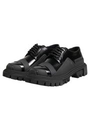 Dolce & Gabbana Black Patent Leather Trekking Derby Shoes