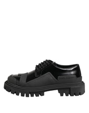 Dolce & Gabbana Black Patent Leather Trekking Derby Shoes