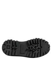 Dolce & Gabbana Black Patent Leather Trekking Derby Shoes