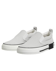 Dolce & Gabbana White Dotted Leather Slip On Men Sneakers Shoes