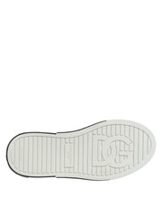 Dolce & Gabbana White Dotted Leather Slip On Men Sneakers Shoes