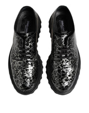 Dolce & Gabbana Black White Calfskin Chunky Derby Shoes