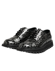 Dolce & Gabbana Black White Calfskin Chunky Derby Shoes