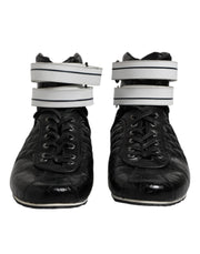 Dolce & Gabbana Black Quilted Leather Lace Up Sneakers Shoes