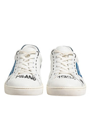 Dolce & Gabbana White Leather Printed Low Top Sneakers Shoes