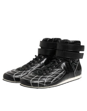 Dolce & Gabbana Black Quilted Leather Lace Up Sneakers Shoes