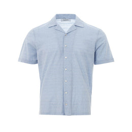 Gran Sasso Blue Linen And Cotton Shortsleeve Shirt