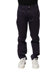 Incotex Dark Purple Mid Waist Casual Straight Pants
