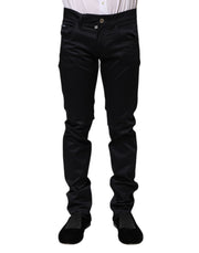 Dolce & Gabbana Black Cotton Skinny Mid Waist Pants