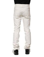 Dolce & Gabbana White Cotton Skinny Men Denim Jeans