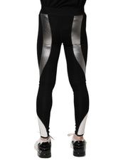 Dolce & Gabbana Black Silver Nylon Skinny Men Leggings Pants