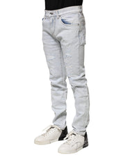Dolce & Gabbana Light Blue Tattered Skinny Denim Jeans