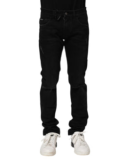 Dolce & Gabbana Black Cotton Skinny Men Denim Jeans