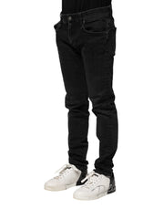 Dolce & Gabbana Black Cotton Skinny Men Denim Jeans