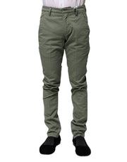 Dondup Green Mid Waist Skinny Fit Casual Pants