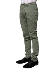 Dondup Green Mid Waist Skinny Fit Casual Pants