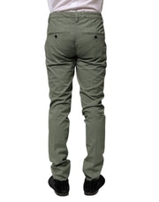 Dondup Green Mid Waist Skinny Fit Casual Pants