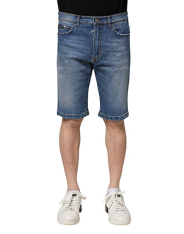 Dolce & Gabbana Blue Cotton Stretch Men Denim Bermuda Shorts