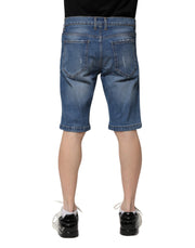 Dolce & Gabbana Blue Cotton Stretch Men Denim Bermuda Shorts
