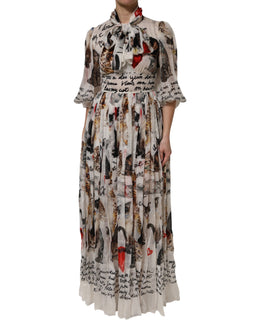 Dolce & Gabbana Multicolor Animal Print Silk Ascot Maxi Dress