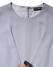 Dolce & Gabbana Gray Viscose ShortSleeve Sheath Midi Dress