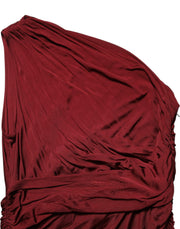 Dolce & Gabbana Red Viscose Fitted One Shoulder Midi Dress