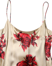 Dolce & Gabbana Beige Floral Spaghetti Strap Sheath Dress