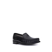 Prada Black Calf Leather Bos Taurus Slip-On Loafers