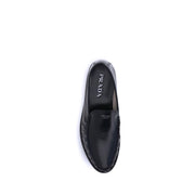 Prada Black Calf Leather Bos Taurus Slip-On Loafers