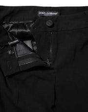 Dolce & Gabbana Black Wool Mid Waisted Tapered Dress Pants
