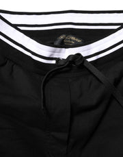 Dolce & Gabbana Black Cotton Mid Waist Jogger Pants