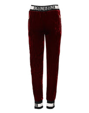 Dolce & Gabbana Red Viscose DG Logo Mid Waist Pants