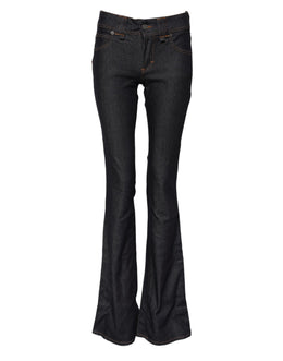 John Galliano Blue Mid Waist Cotton Wide Leg Denim Jeans