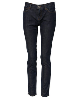 Dolce & Gabbana Blue Skinny Cotton Mid Waisted Denim Jeans