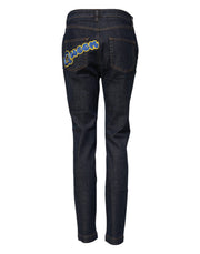 Dolce & Gabbana Blue Queen Patch AUDREY Mid Waist Denim Jeans