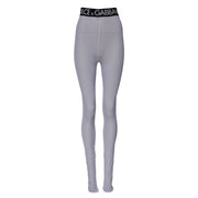 Dolce & Gabbana Gray Nylon DG Logo Mid Waisted Leggings Pants