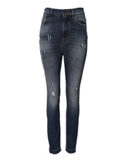Dolce & Gabbana Blue Washed Cotton High Waisted Denim Jeans