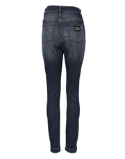 Dolce & Gabbana Blue Washed Cotton High Waisted Denim Jeans