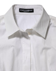 Dolce & Gabbana White Cotton Collared Long Sleeves Top Shirt