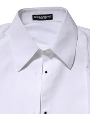 Dolce & Gabbana White Cotton Long Sleeves Collared Top Shirt