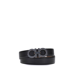 Ferragamo Black Calf Leather Bos Taurus Regular Belt