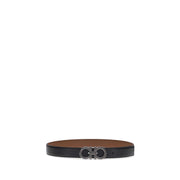 Ferragamo Black Calf Leather Bos Taurus Regular Belt